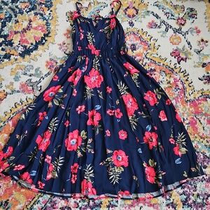 Torrid Navy and Red Floral Midi Dress Size 0x